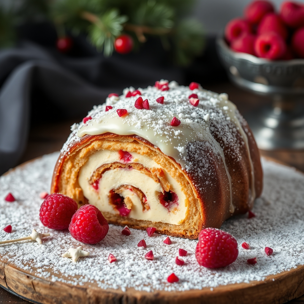découvrez notre délicieuse bûche chocolat blanc framboise, alliant la douceur du chocolat blanc à la fraîcheur acidulée